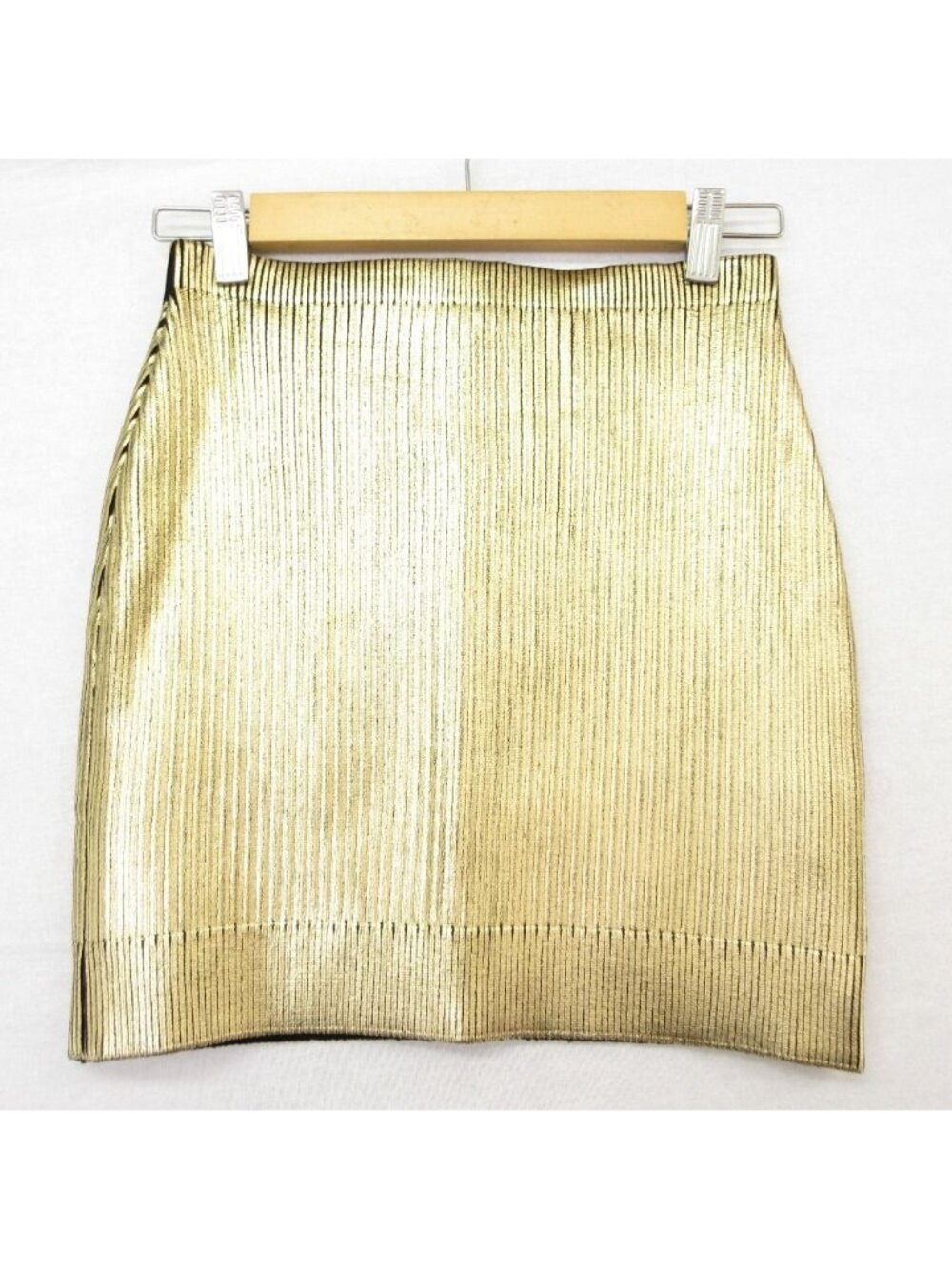 Saint Laurent Paris Night Print Knit Skirt Gold S